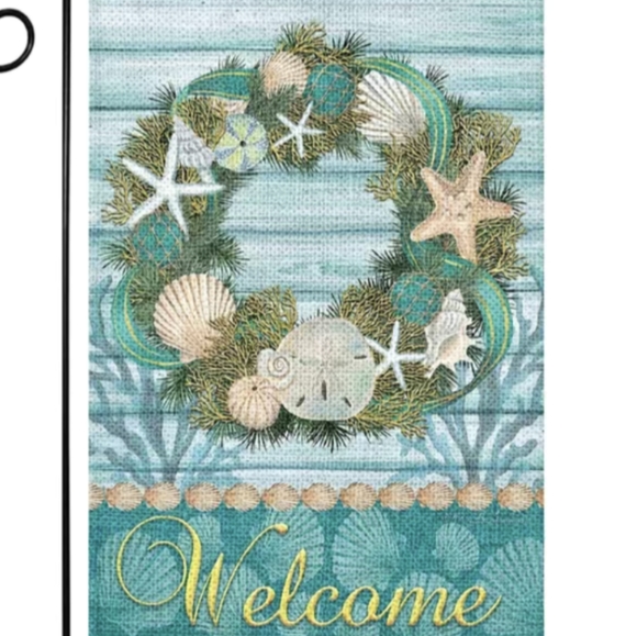 Coastal Garland Wreath Welcome Garden Decor Flag 12" x 18" Weather Resistant - Picture 5 of 5